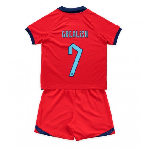 Dětský Fotbalový dres Anglie Jack Grealish #7 MS 2022 Venkovní Krátký Rukáv (+ trenýrky)